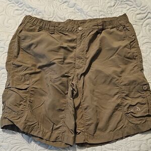 The North Face Olive Green Cargo Shorts  with Elastic Waistband